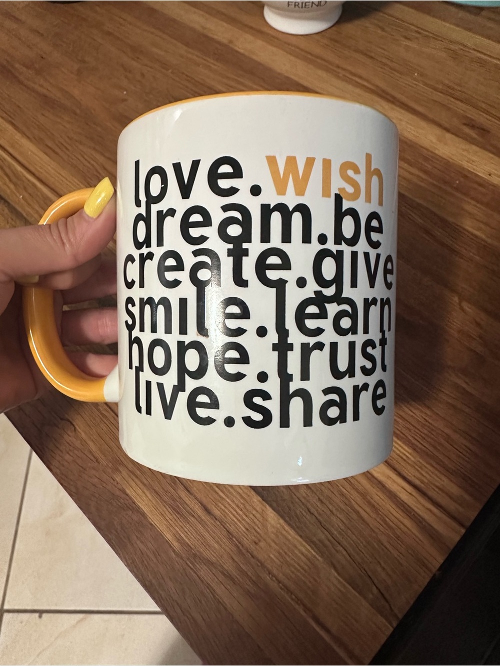 Yellow Handle Inspirational Ceramic Coffee Mug